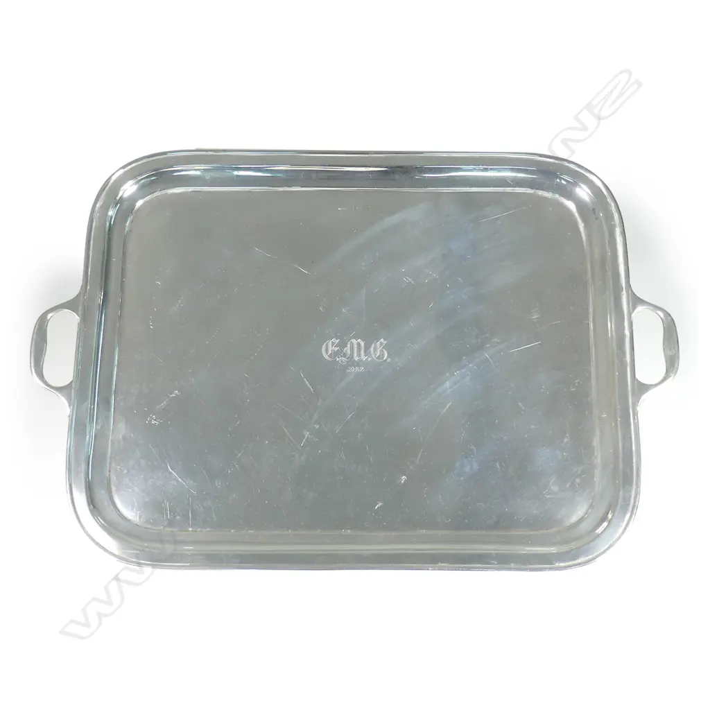 A large silver two handled tray Image 1++