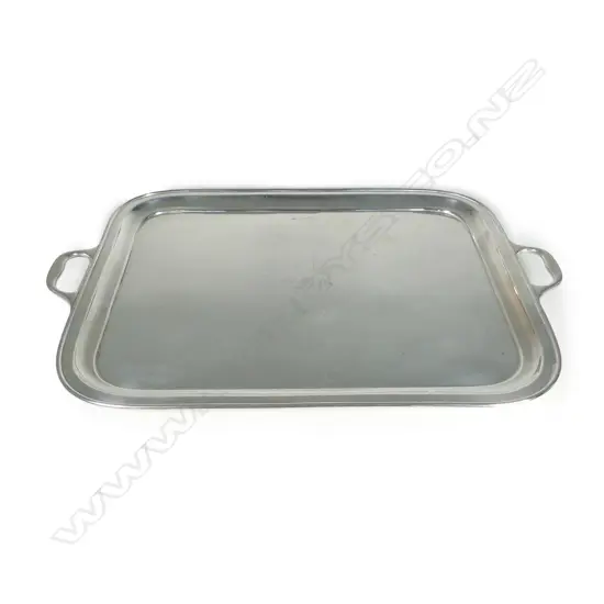 A large silver two handled tray
