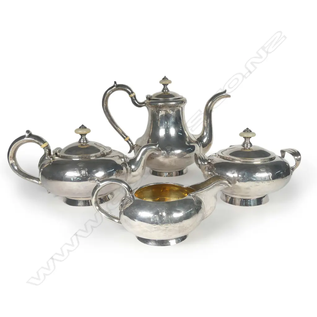A 19thC Russian silver four-piece tea and coffee set Image 1++