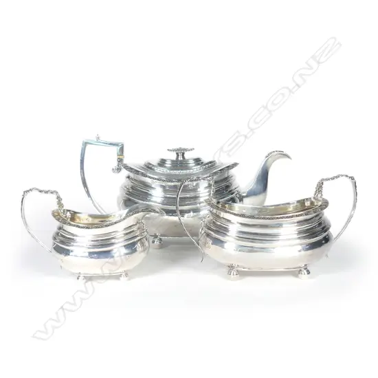 A George IV three piece silver tea set