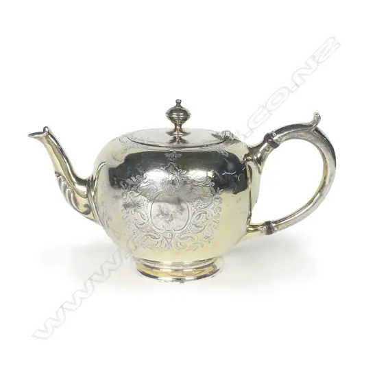 A Victorian silver George I style bullet teapot