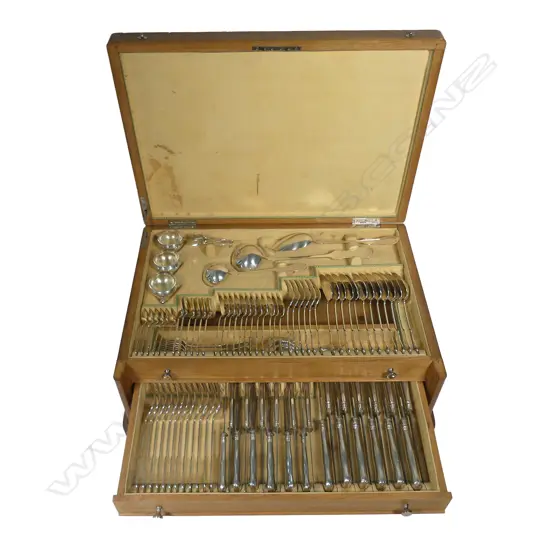 A 12 place canteen of Austro-Hungarian Empire .800 silver cutlery