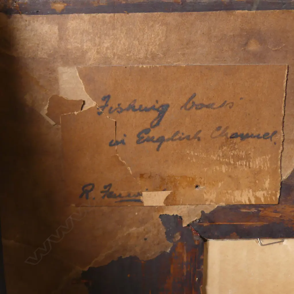 R. Fenwick (19thC British) 'Fishing Boats in English Channel' oil on board Image 1++