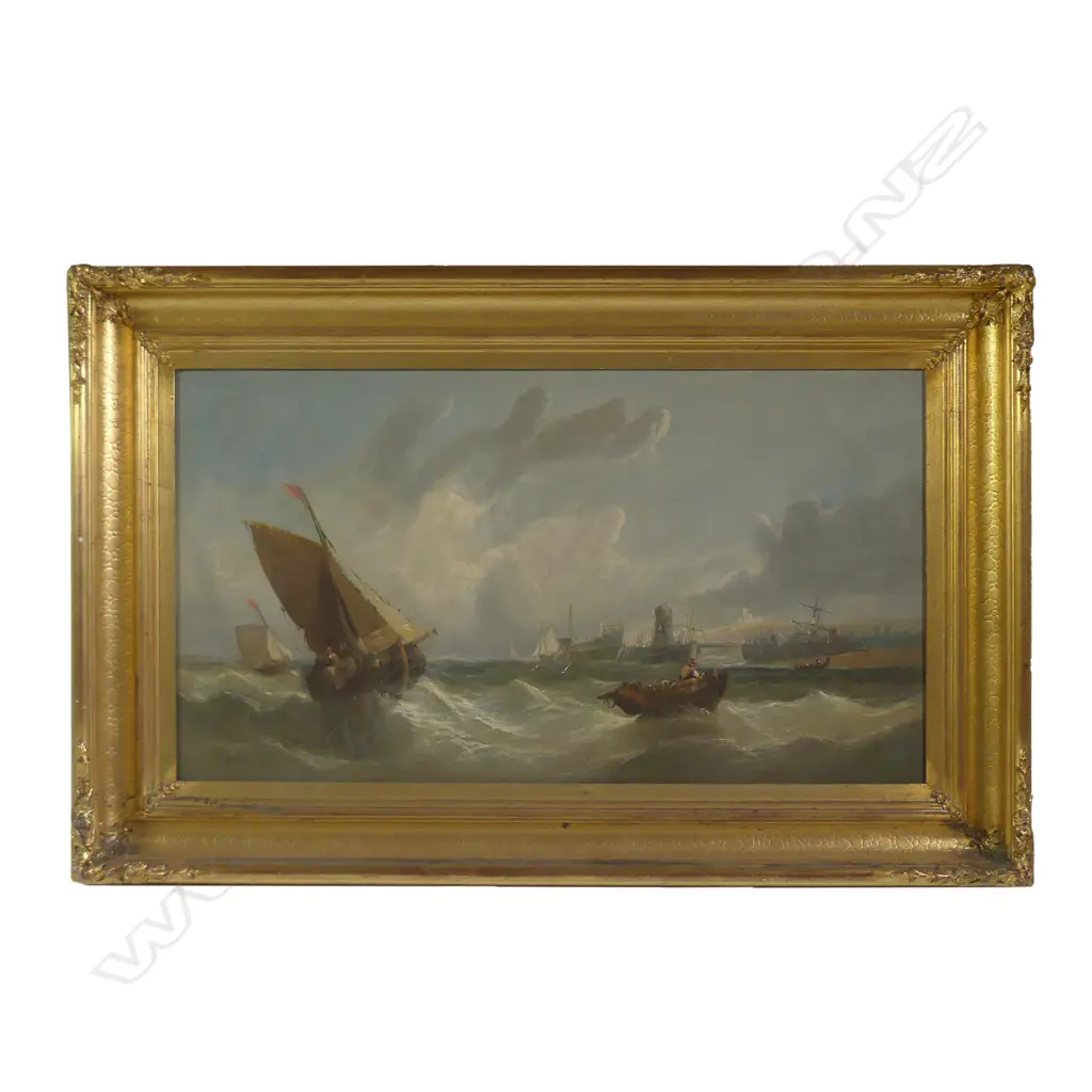 R. Fenwick (19thC British) 'Fishing Boats in English Channel' oil on board Image 1++