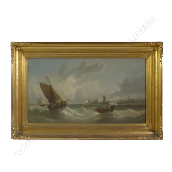R. Fenwick (19thC British) 'Fishing Boats in English Channel' oil on board