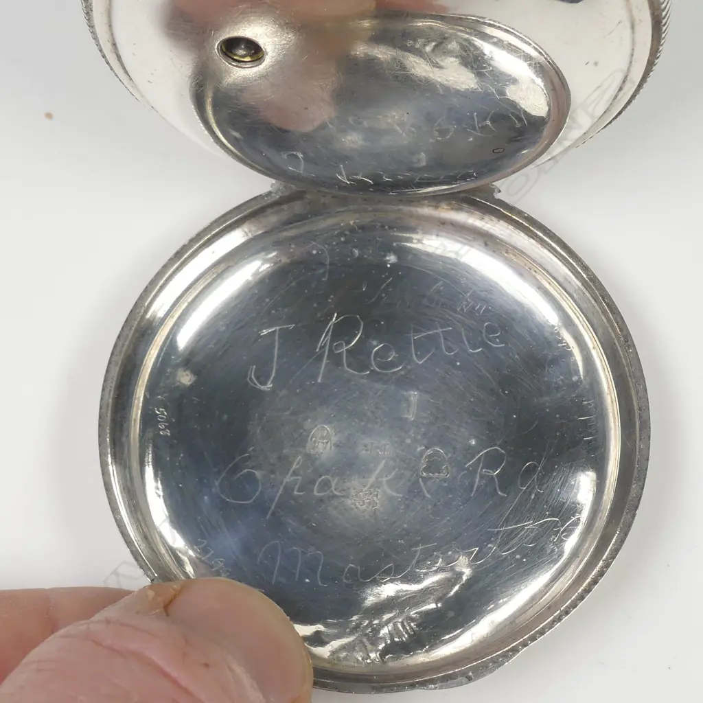 A large 19thC silver Samuel Yeomans fusee pocket watch with chain Image 1++