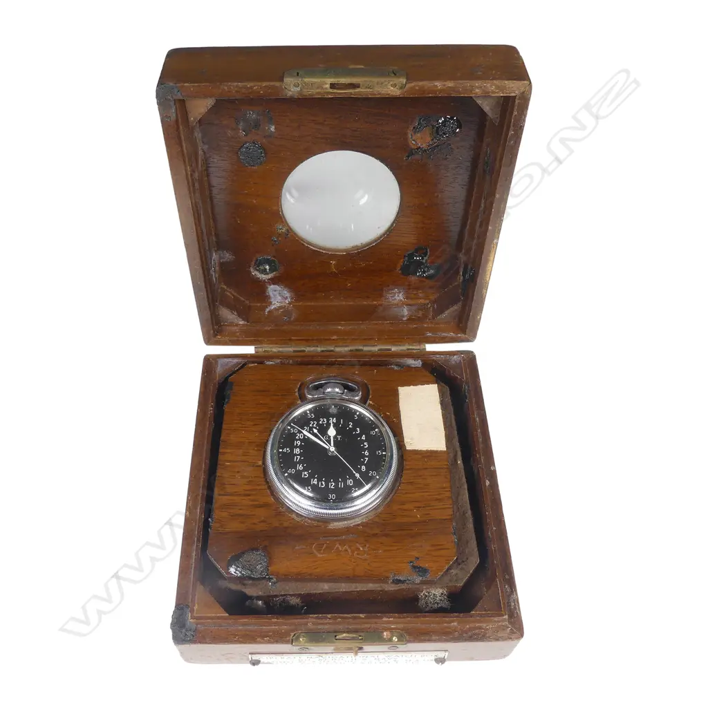 A WWII Hamilton Watch Co. pocket watch in 'Aircraft Watch Box' Image 1++