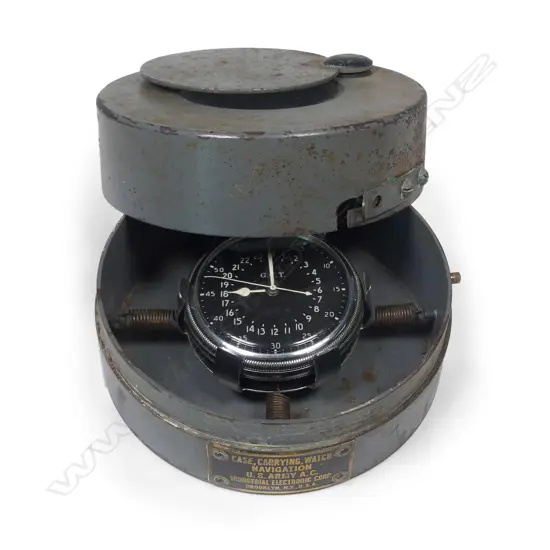 A WWII Hamilton Watch Co. pocket watch in USA 'Navigational Case'