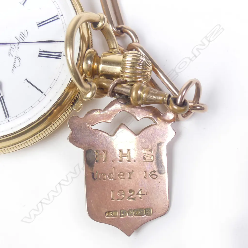 A late 19thC Ulysse Nardin quality 18ct yellow gold chronometer pocket on 9ct rose gold chain in box Image 1++