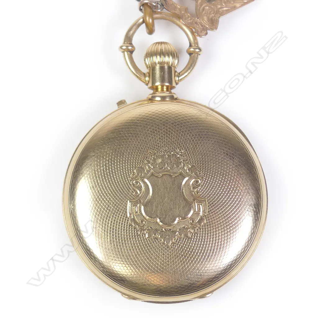 A late 19thC Ulysse Nardin quality 18ct yellow gold chronometer pocket on 9ct rose gold chain in box Image 1++