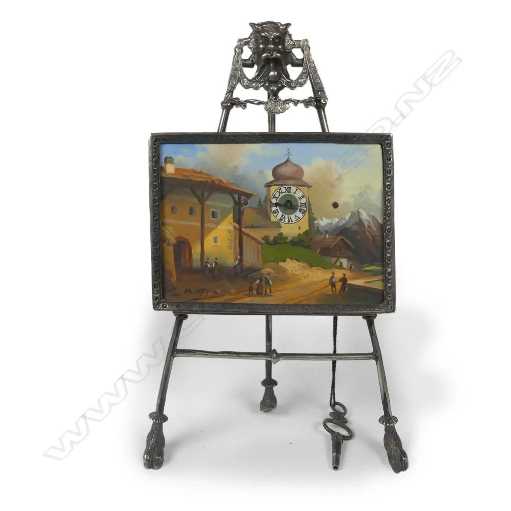 A Continental silver miniature easel clock Image 1++