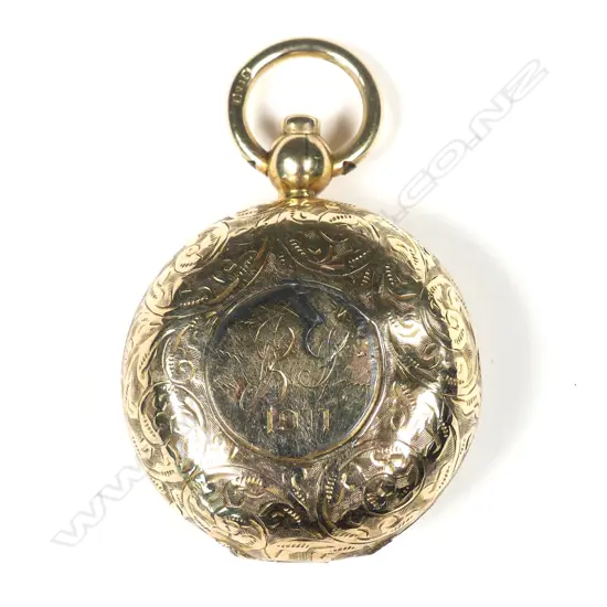 An early 20thC 9ct. yellow gold engraved sovereign case