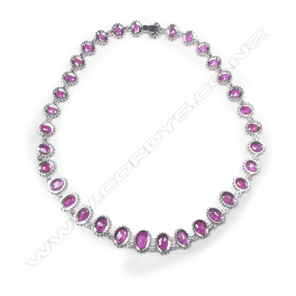 A platinum ruby and diamond necklace Image 1++