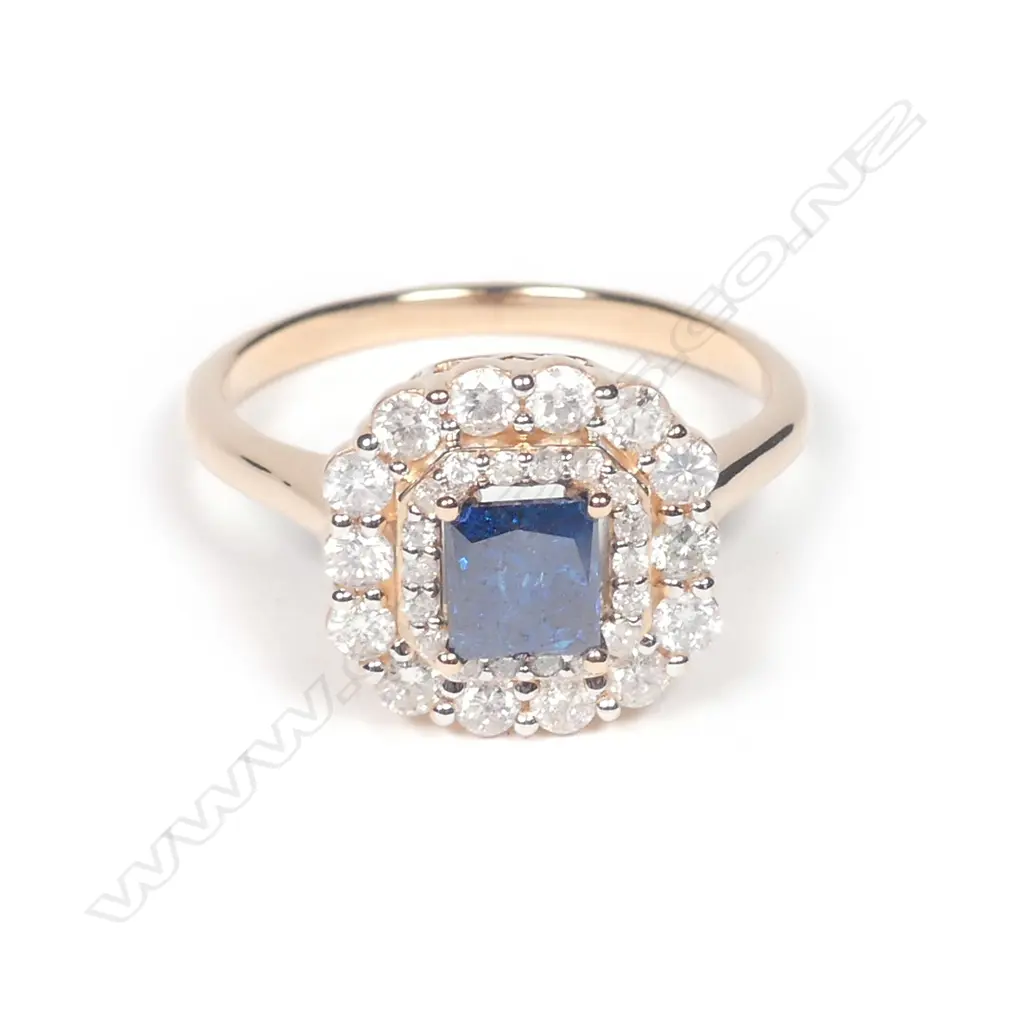 A 14ct rose gold diamond double halo ring Image 1++