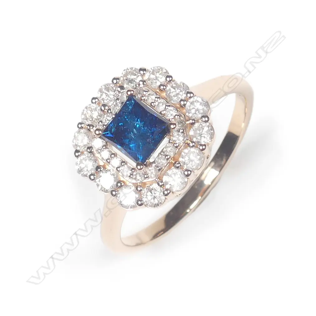 A 14ct rose gold diamond double halo ring Image 1++