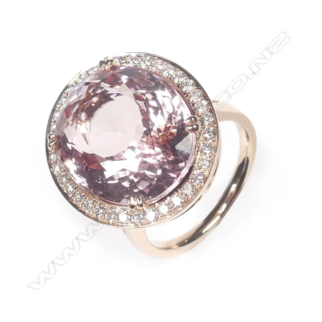A 14ct rose gold morganite and diamond ring Image 1++