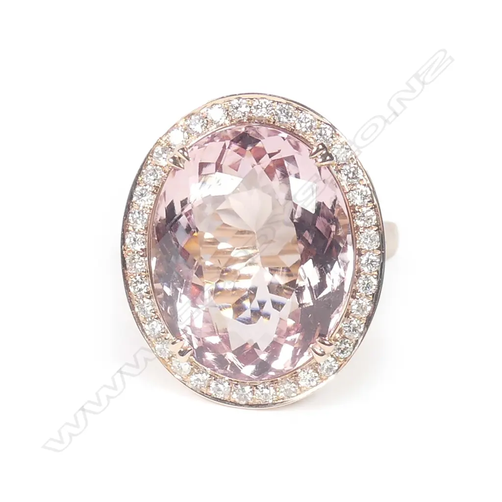 A 14ct rose gold morganite and diamond ring Image 1++