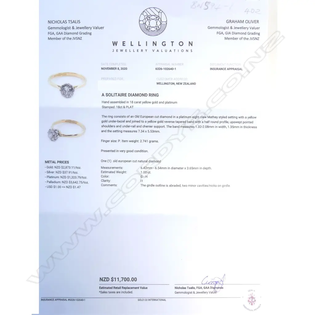 A vintage 1ct Old European cut diamond solitaire ring Image 1++