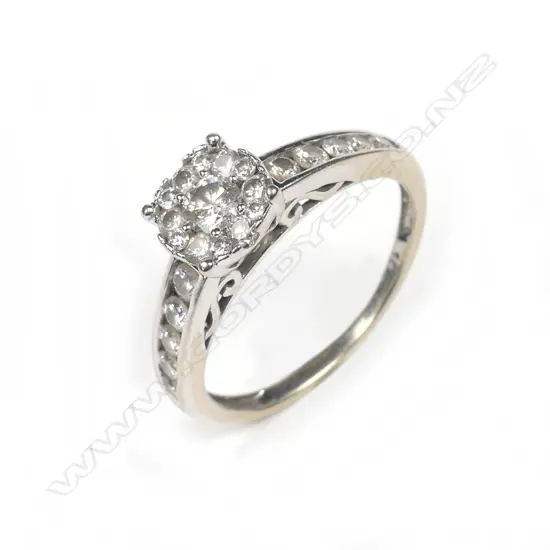 A vintage 14ct white gold and diamond cluster ring