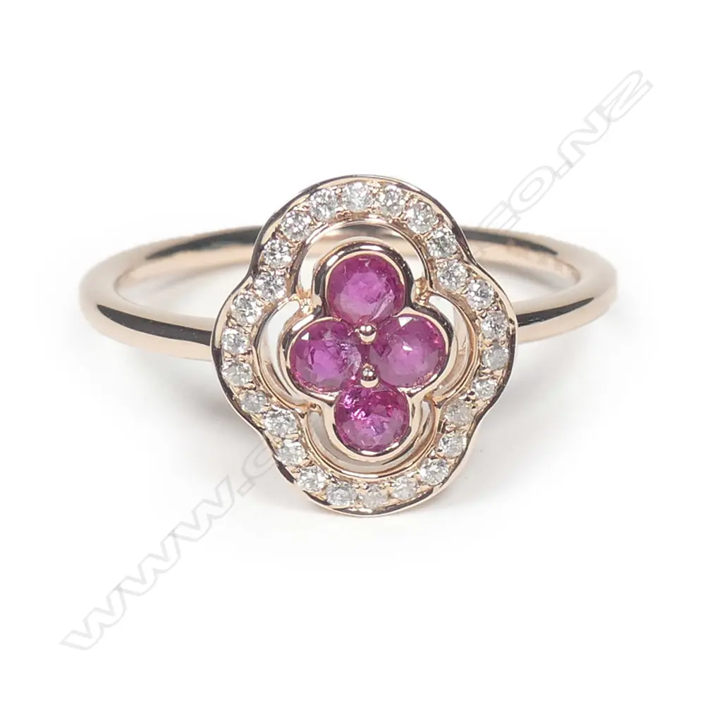 A 14ct yellow gold ruby and diamond ring Image 1++