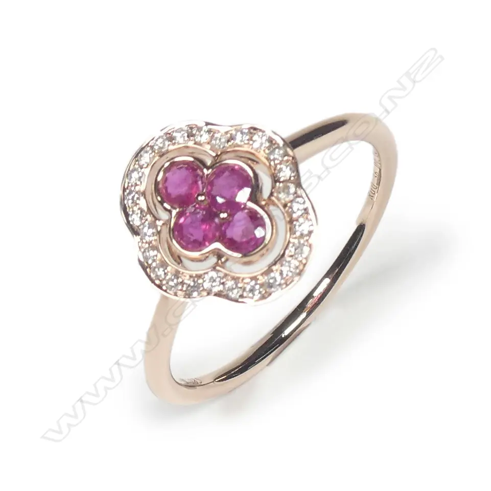 A 14ct yellow gold ruby and diamond ring Image 1++