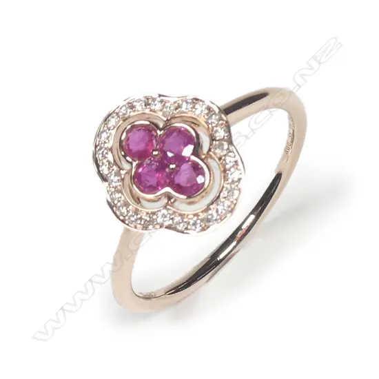 A 14ct yellow gold ruby and diamond ring