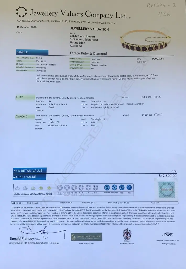 An Edwardian 15ct gold ruby and diamond hinged bangle Image 1++