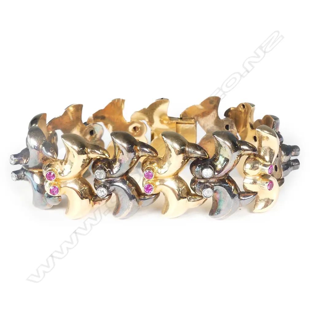 An 18ct gold ruby and diamond bracelet Image 1++