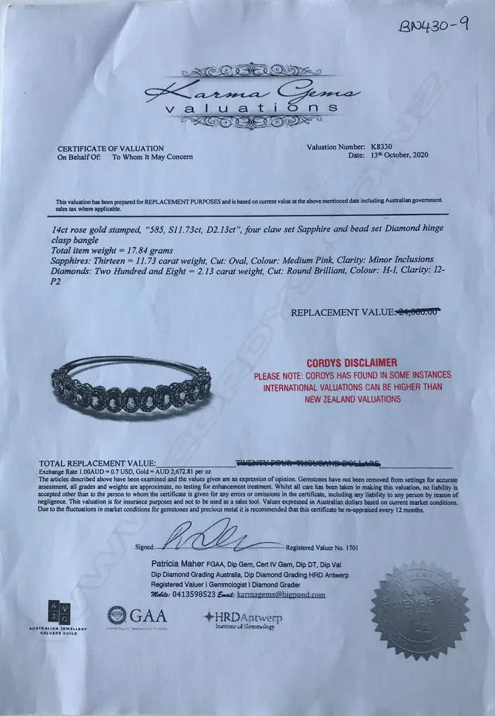 A 14ct rose gold pink sapphire and diamond halo bracelet Image 1++