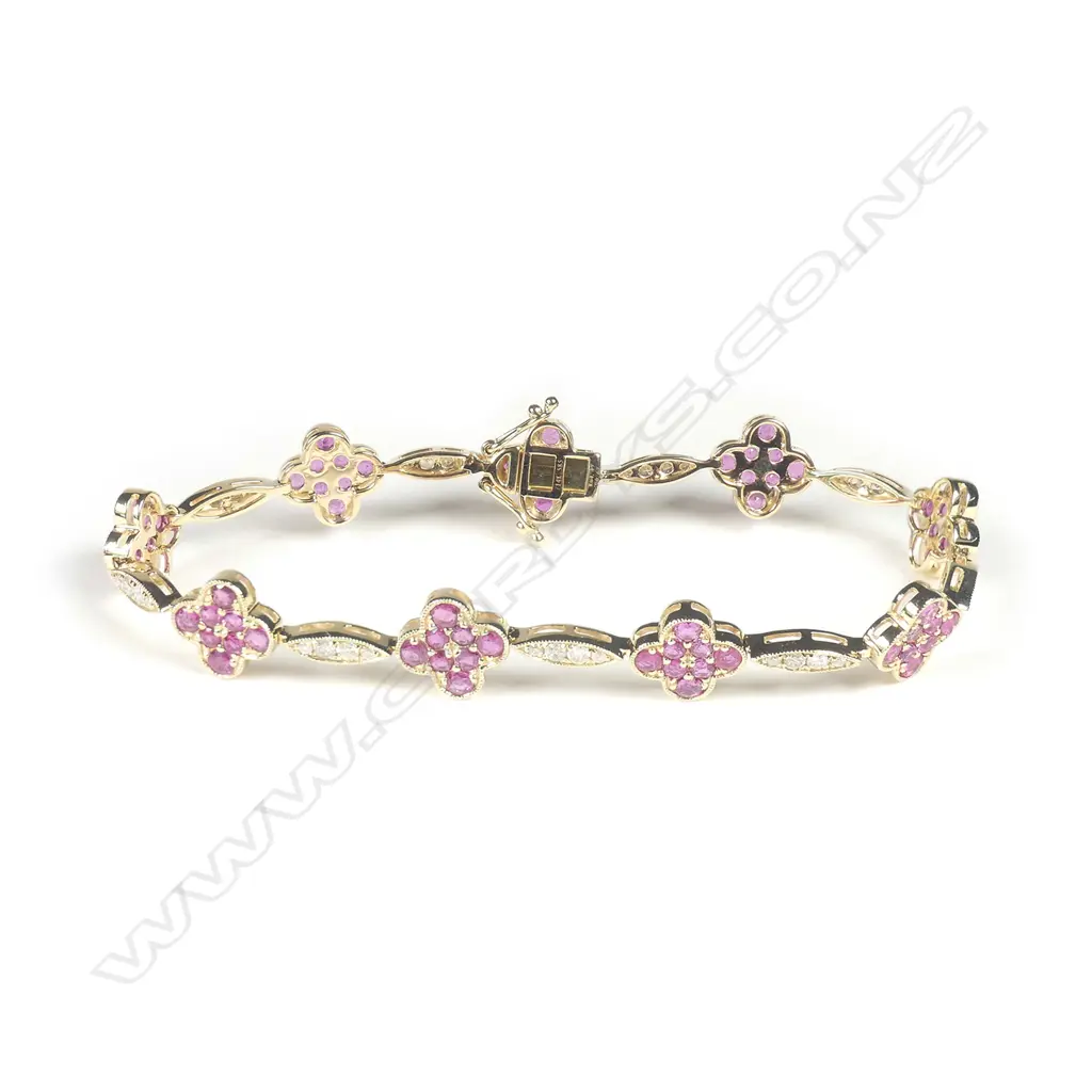 A 14ct gold ruby and diamond bracelet Image 1++