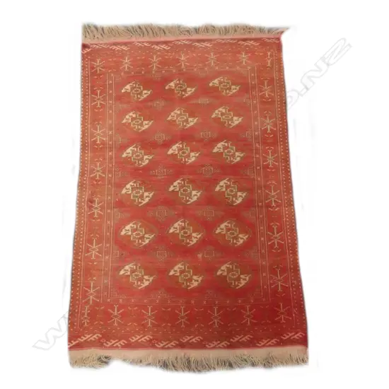 A semi antique hand knotted Turkoman rug