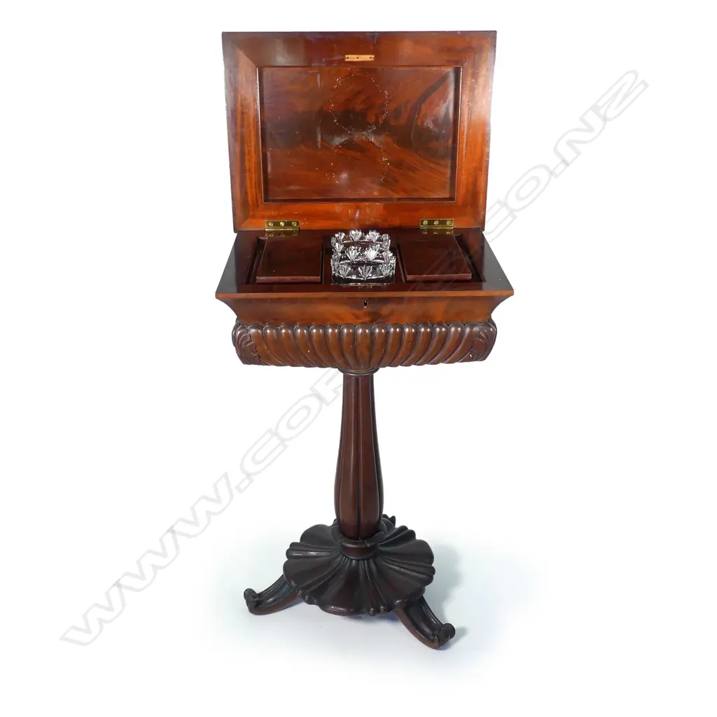 A Regency period mahogany teapoy Image 1++
