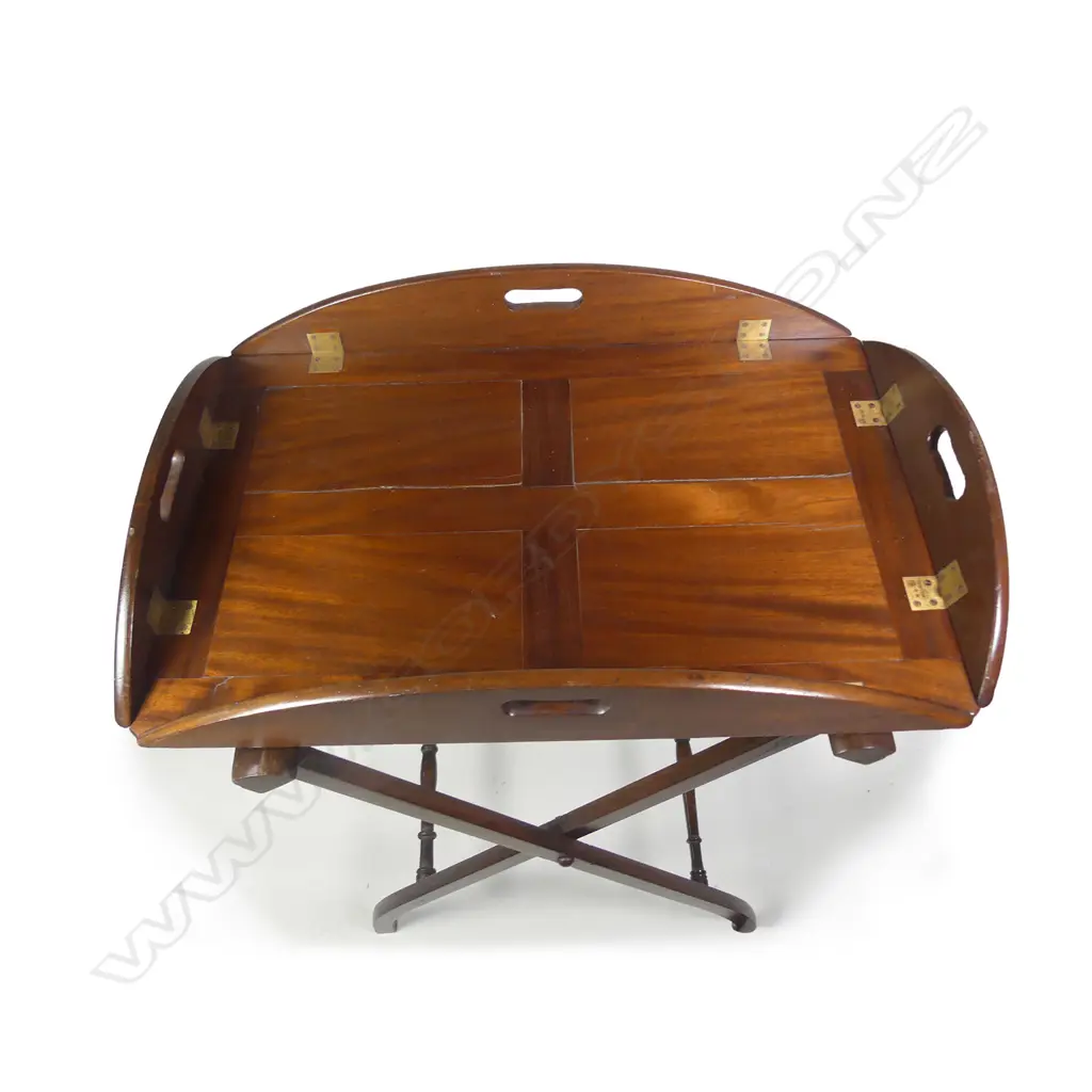 An Edwardian butler's tray table on folding base Image 1++