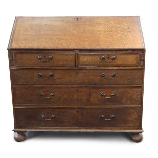 A George III oak fall front bureau