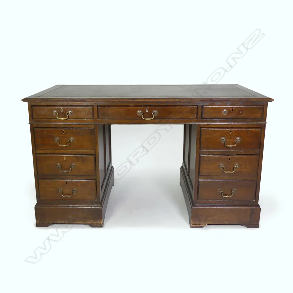 A Victorian oak twin pedestal desk Image 1++