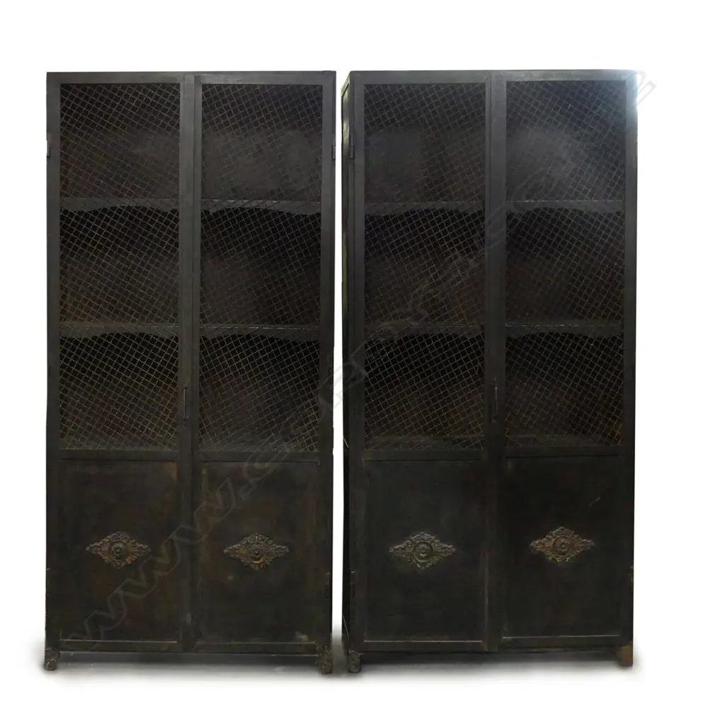 A pair of unusual 19thC French heavy metal pantries (or wine storage) Image 1++