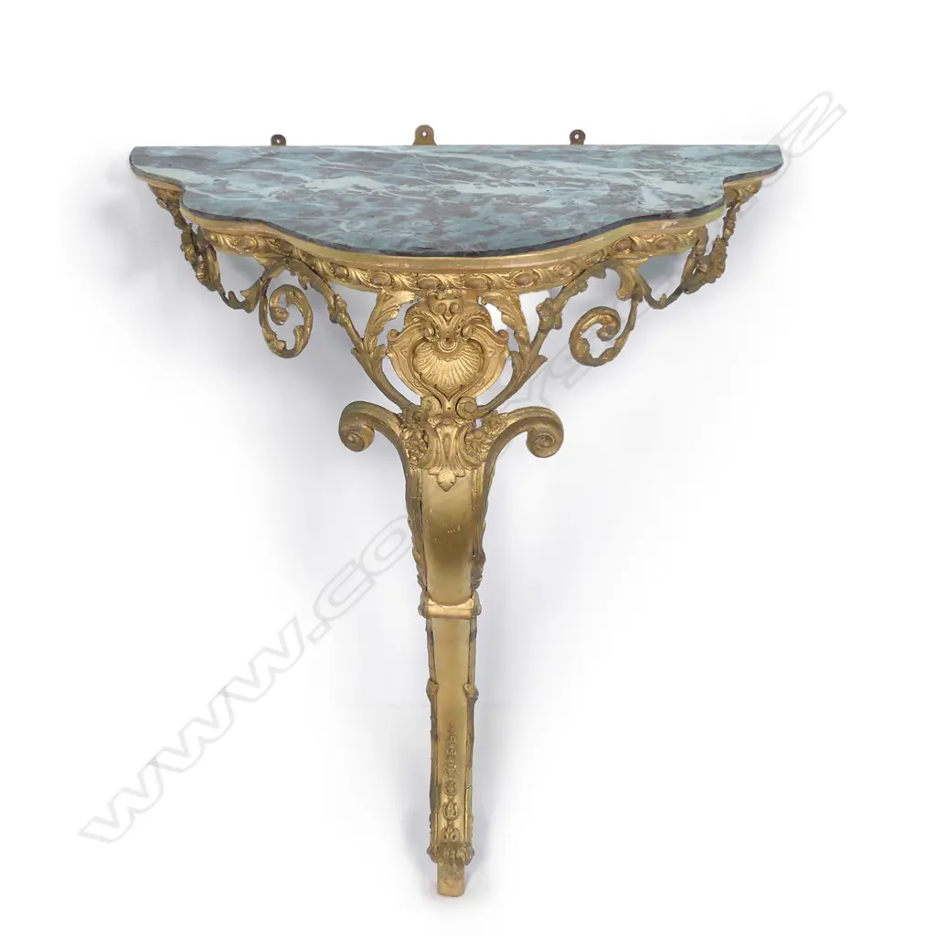 A vintage French style demi lune console table Image 1++