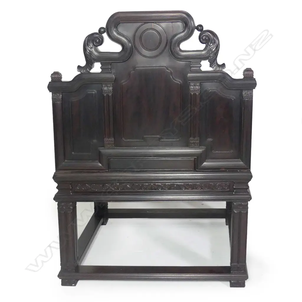 A Beijing red sandalwood pair of chairs and conforming table set Image 1++