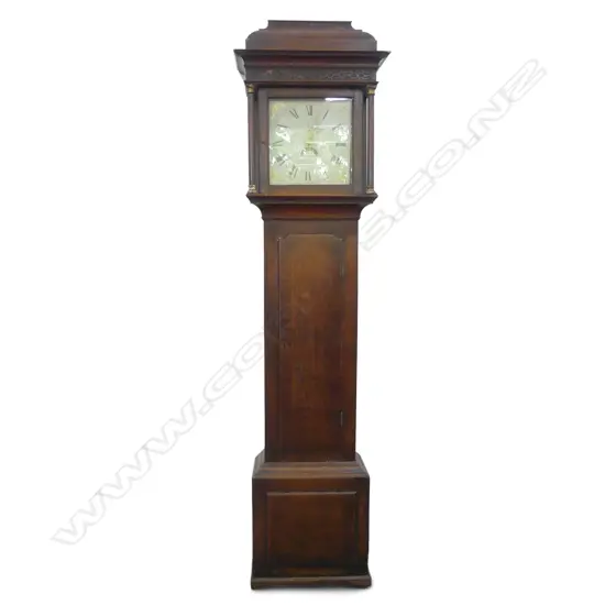 An oak 19thC long case clock