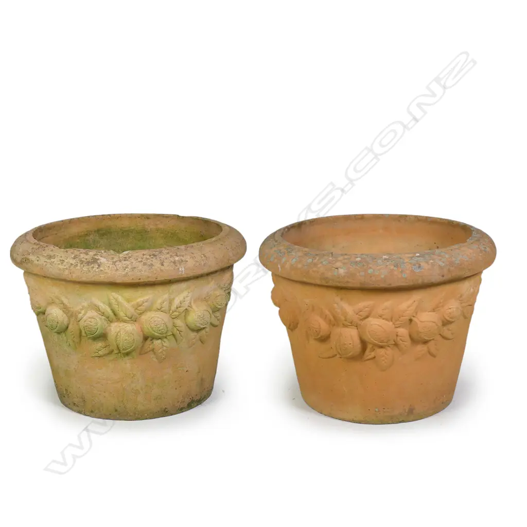 A pair of vintage large terracotta garden pots Image 1++