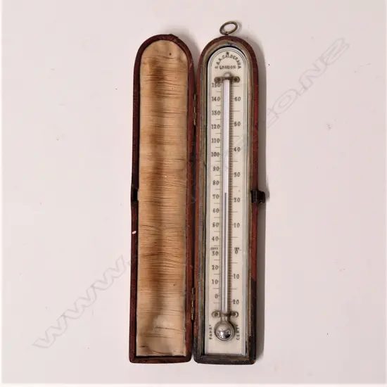 A 19thC S & A Calderara of London ivory backed travelling thermometer