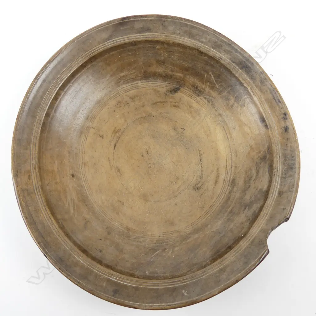 A 19thC European country fruitwood turned wooden bowl Image 1++