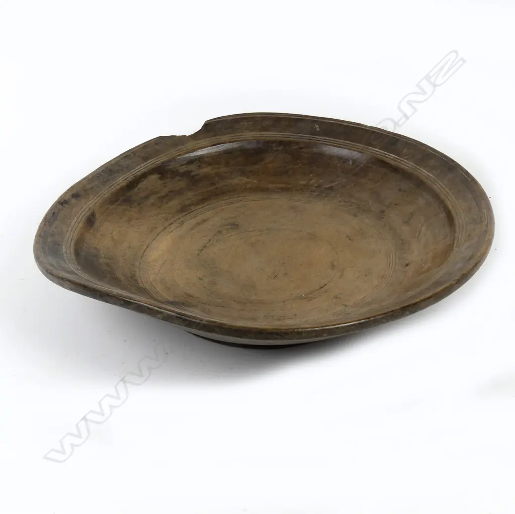 A 19thC European country fruitwood turned wooden bowl Image 1++
