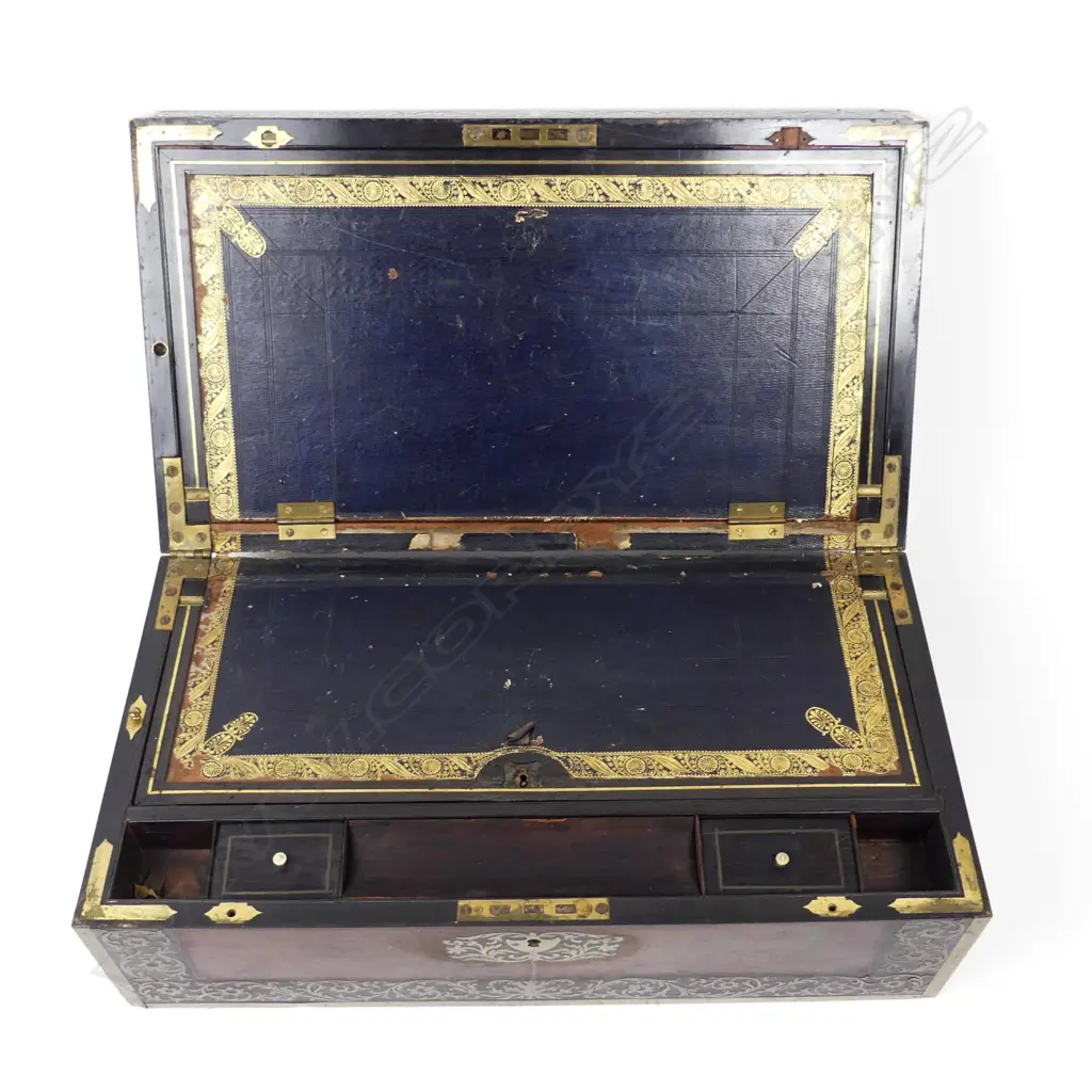 A large Georgian mahogany writing slope Image 1++