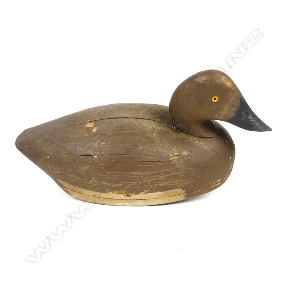 A large 14" x 7" wide body wooden duck decoy Image 1++