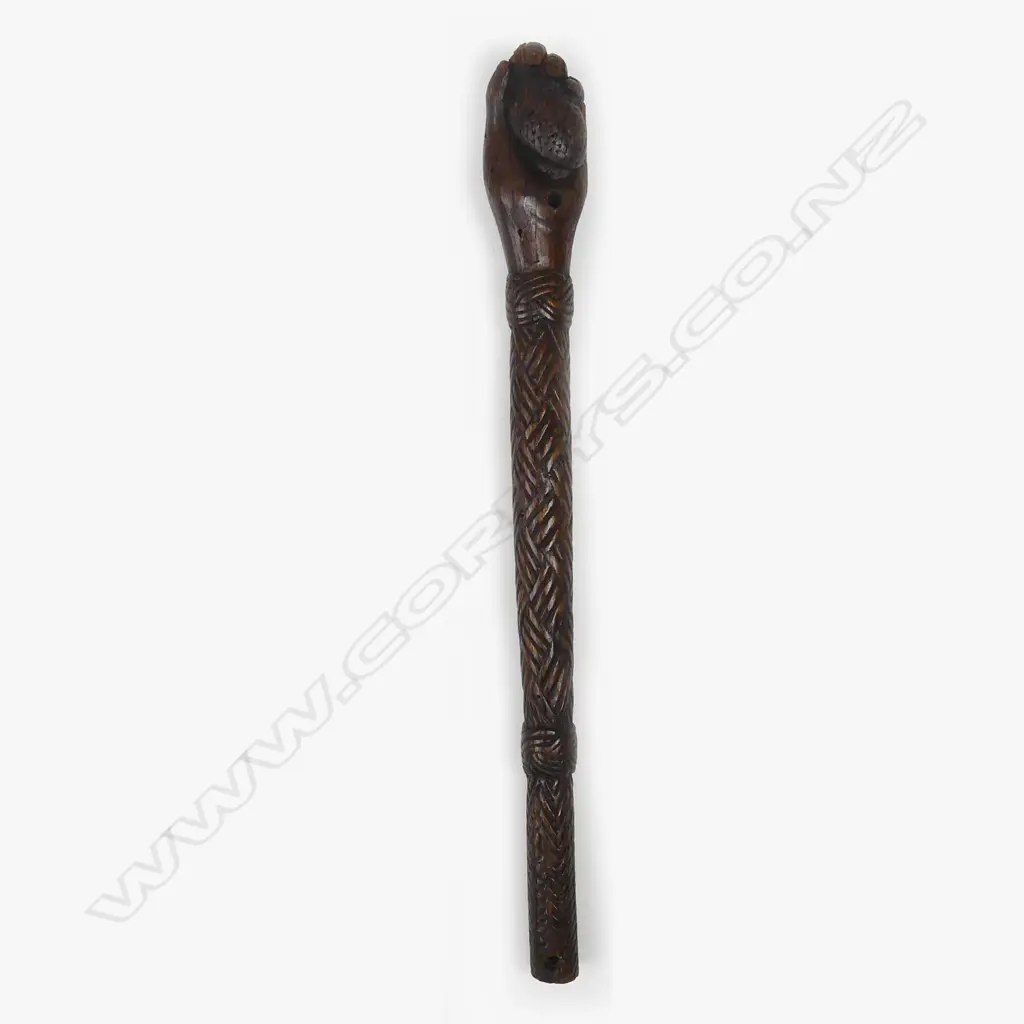 A 19thC carved wooden whip handle Image 1++