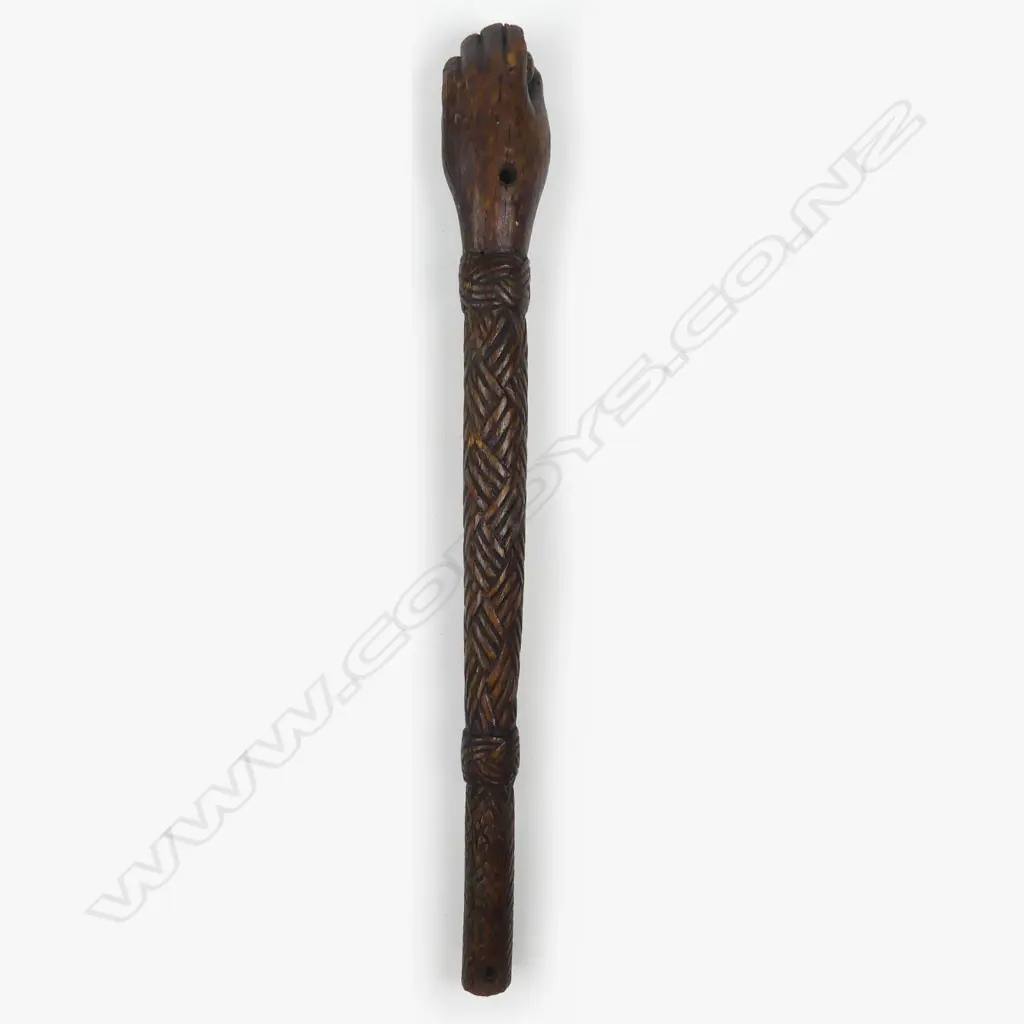 A 19thC carved wooden whip handle Image 1++