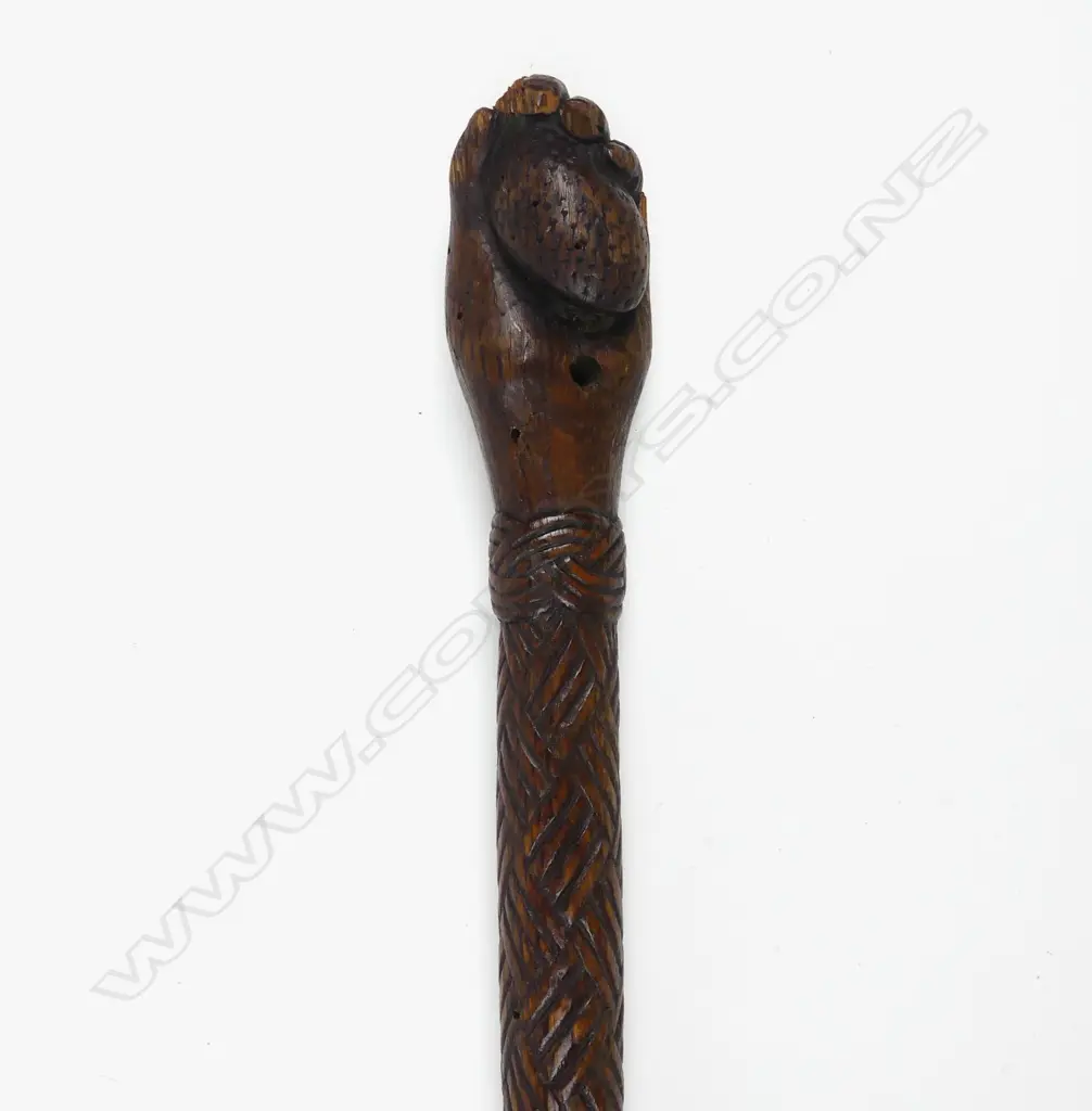 A 19thC carved wooden whip handle Image 1++