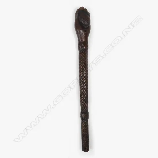 A 19thC carved wooden whip handle