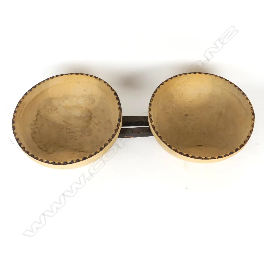 An early 20thC African wood double bowl Image 1++